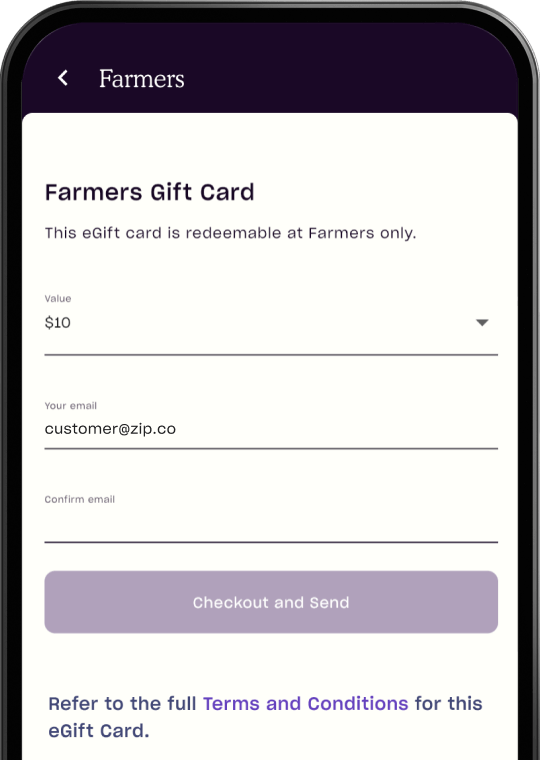 app gift card checkout zip nz