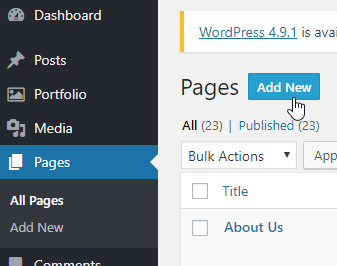 wordpress admin add new page