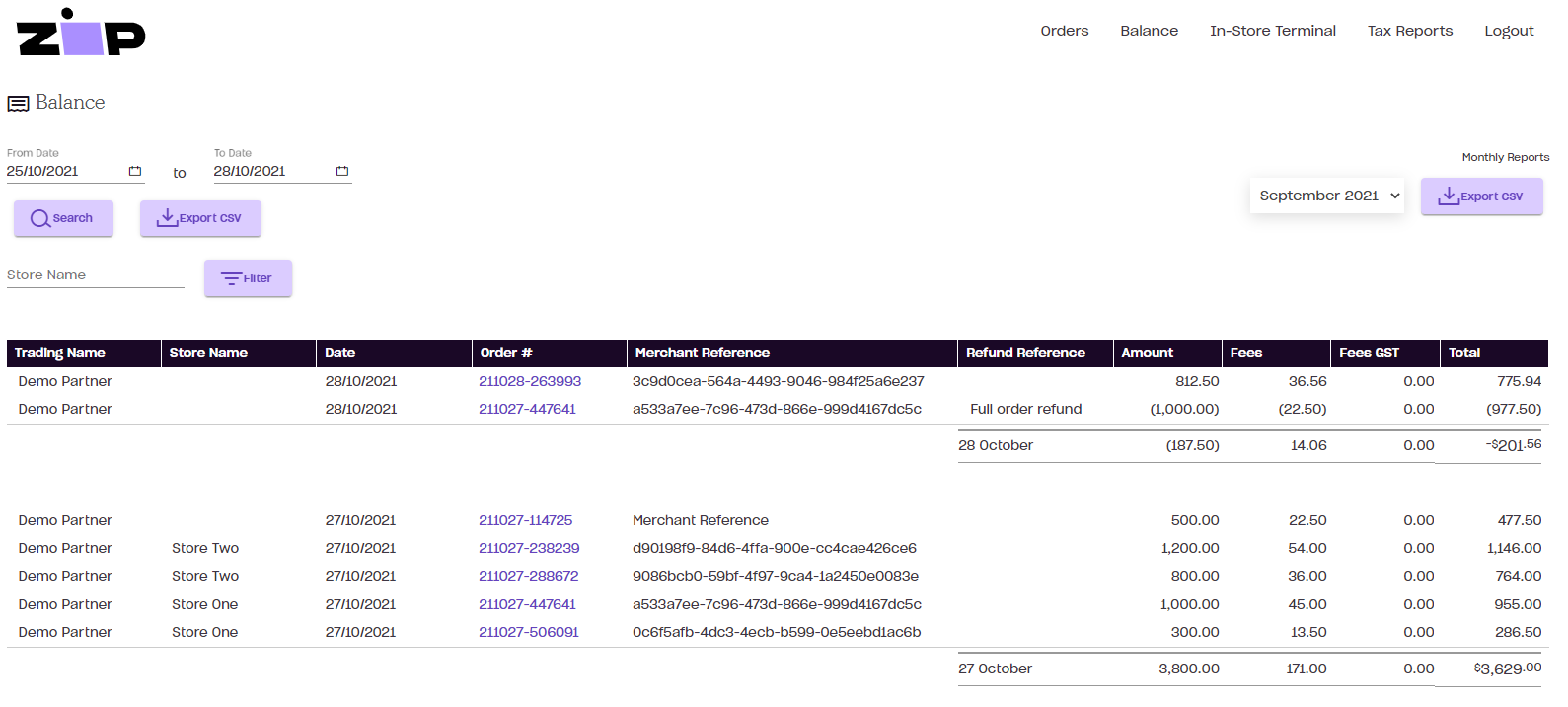 Using the Merchant Portal Zip